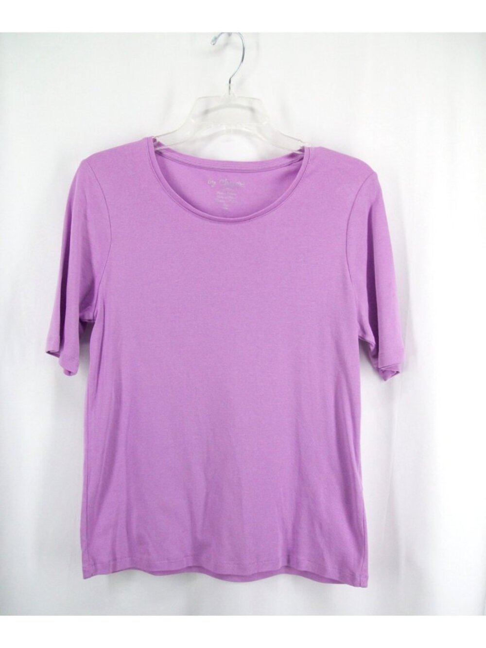 by Chicos Thsirt Top 1 M Lavender Lilac Cotton Short Sleeve Round Neck
